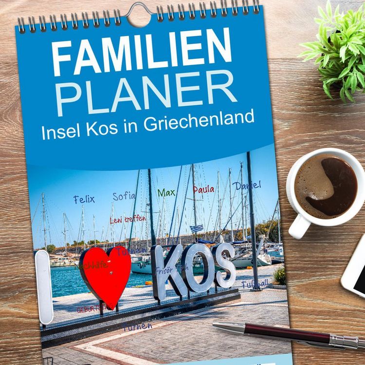 Produktbild: Familienplaner 2026 - Insel Kos in Griechenland mit 5 Spalten (Wandkalender, 21 x 45 cm) CALVENDO