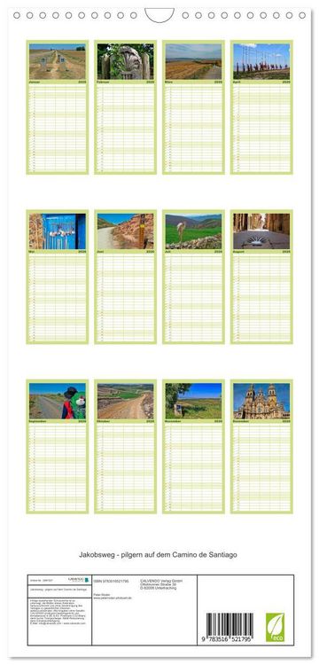 Produktbild: Familienplaner 2026 - Jakobsweg - pilgern auf dem Camino de Santiago mit 5 Spalten (Wandkalender, 21 x 45 cm) CALVENDO