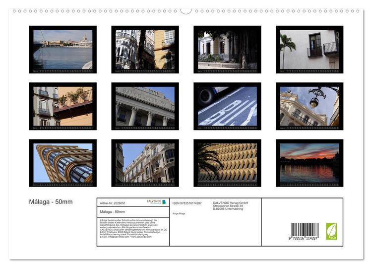 Produktbild: M&aacute;laga - 50mm (hochwertiger Premium Wandkalender 2026 DIN A2 quer), Kunstdruck in Hochglanz