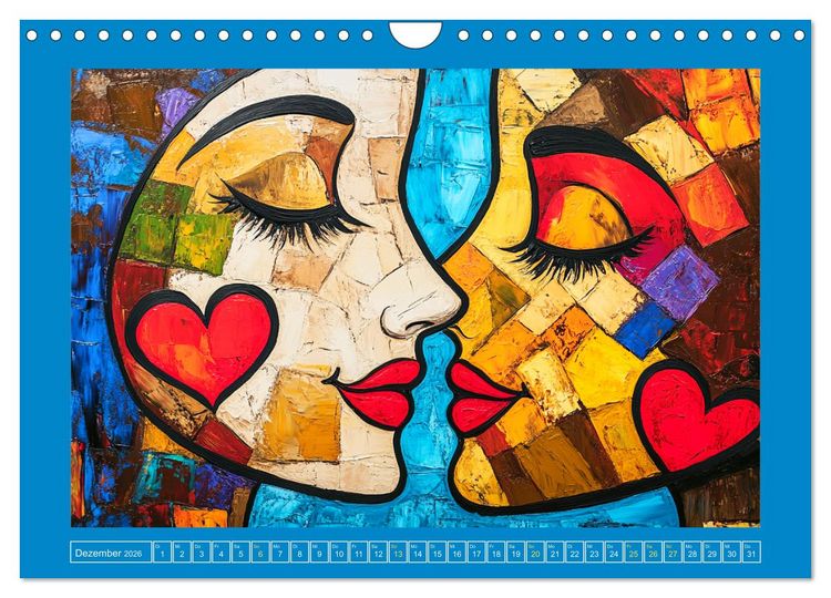 Produktbild: Liebe und Gl&uuml;ck. Abstrakte Kunst im &Ouml;lbilder-Stil (Wandkalender 2026 DIN A4 quer), CALVENDO Monatskalender