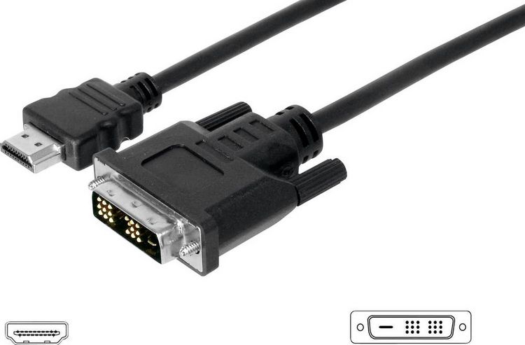Produktbild: Digitus HDMI / DVI Adapterkabel HDMI-A Stecker, DVI-D 18+1pol. Stecker 3.00 m Schwarz AK-330300-030-S schraubbar HDMI-Kabel