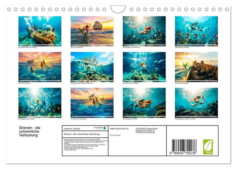 Produktbild: Sirenen - die unheimliche Verlockung (Wandkalender 2027 DIN A4 quer), CALVENDO Monatskalender