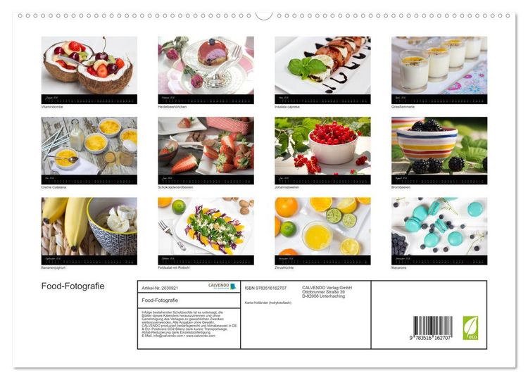 Produktbild: Food-Fotografie (hochwertiger Premium Wandkalender 2026 DIN A2 quer), Kunstdruck in Hochglanz
