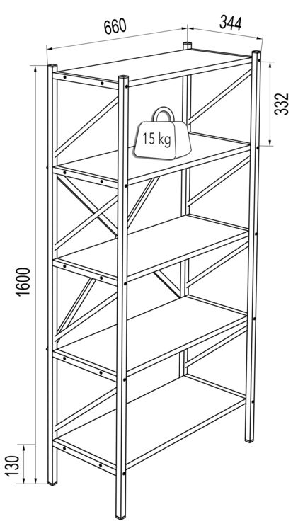 Produktbild: Holz Metall Stand Regal B&uuml;ro B&uuml;cher Insasi 5fach