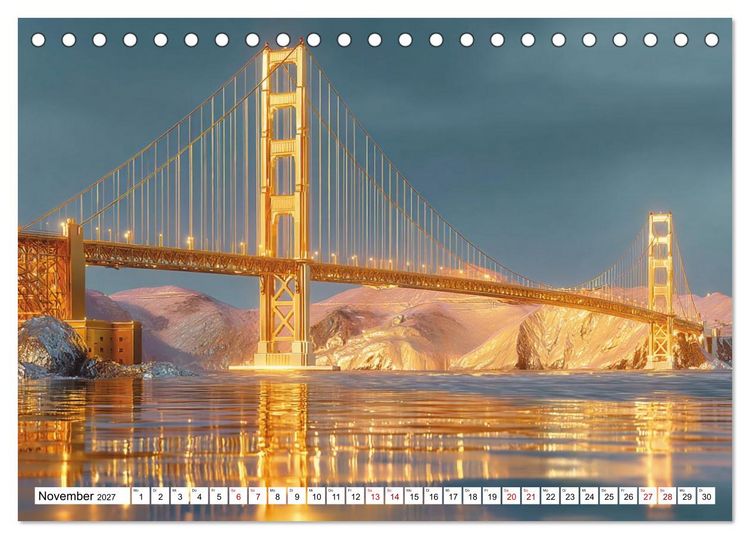Produktbild: Die Golden Gate Bridge - Ikone am Pazifik (Tischkalender 2027 DIN A5 quer), CALVENDO Monatskalender