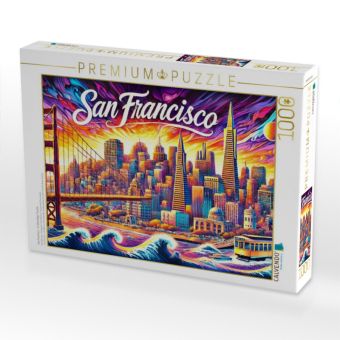 Produktbild: CALVENDO Puzzle San Francisco - In lebendiger Tusche | 1000 Teile Lege-Gr&ouml;&szlig;e 64x48cm Foto-Puzzle f&uuml;r gl&uuml;ckliche Stunden