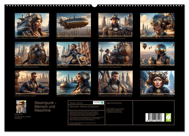 Produktbild: Steampunk - Mensch und Maschine (hochwertiger Premium Wandkalender 2026 DIN A2 quer), Kunstdruck in Hochglanz