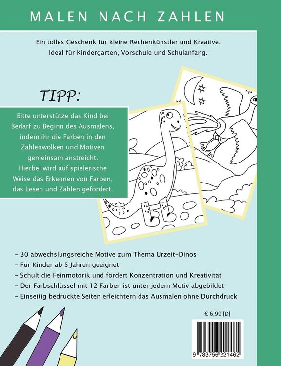 Produktbild: Bezaubernde Ausmalbilder Malen nach Zahlen - Urzeit-Dinos