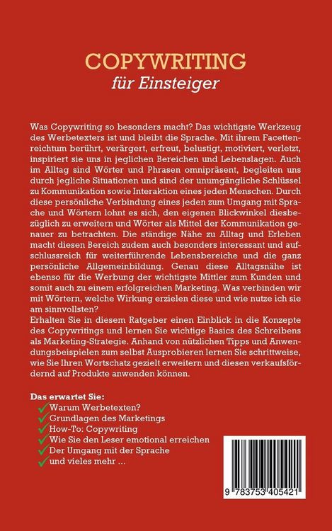 Produktbild: Copywriting f&uuml;r Einsteiger: Wie Sie mit effektiven Werbetexten emotional Verkaufen