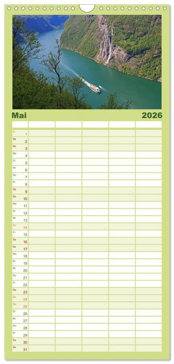 Produktbild: Familienplaner 2026 - Hurtigruten - Entlang der norwegischen K&uuml;ste mit 5 Spalten (Wandkalender, 21 x 45 cm) CALVENDO