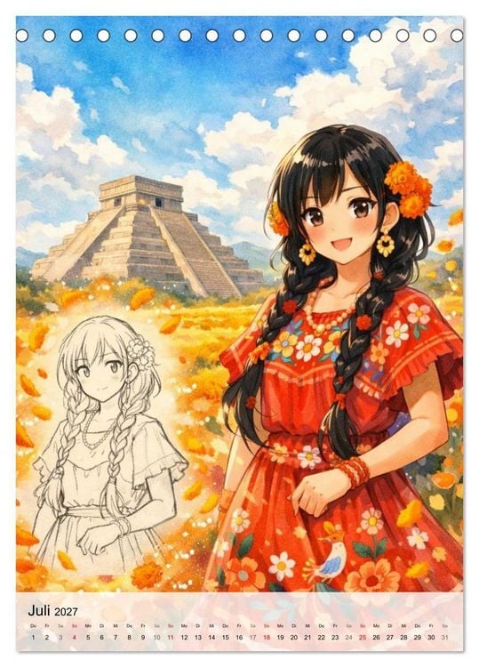 Produktbild: Anime Weltreise (Tischkalender 2027 DIN A5 hoch), CALVENDO Monatskalender