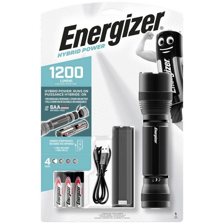 Produktbild: Energizer Hybrid Tactical Metal E303633302 LED Taschenlampe akkubetrieben, batteriebetrieben 1200 lm