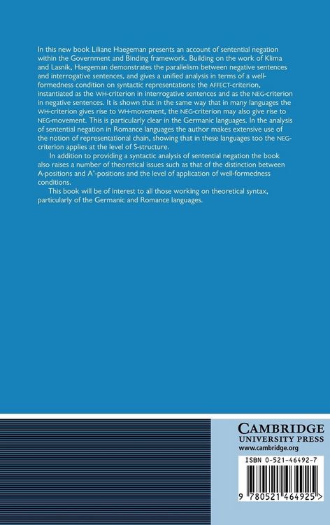 Produktbild: The Syntax of Negation