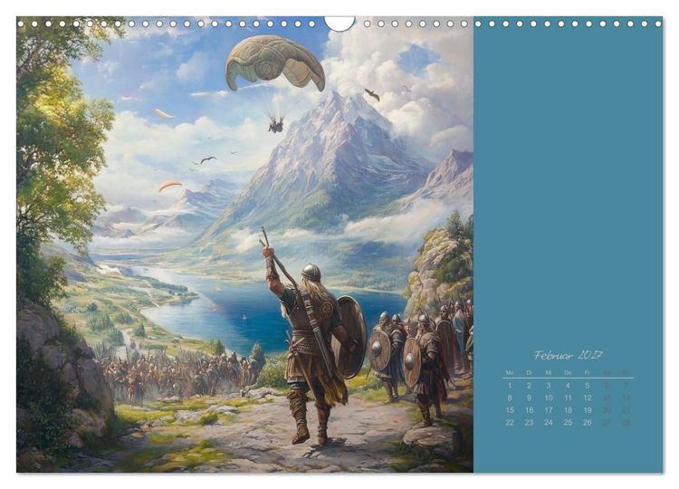Produktbild: Mit KI durch die Epochen und L&uuml;fte (Wandkalender 2027 DIN A3 quer), CALVENDO Monatskalender