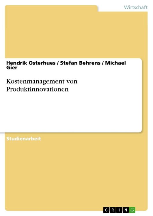 Produktbild: Kostenmanagement von Produktinnovationen