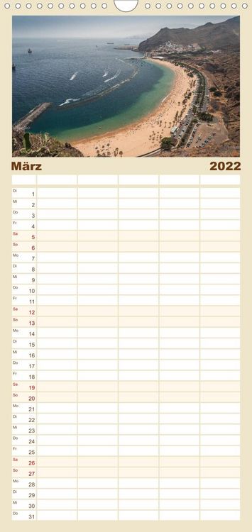 Produktbild: Familienplaner Teneriffa - Inmitten des Atlantischen Archipels (Wandkalender 2022 , 21 cm x 45 cm, hoch)