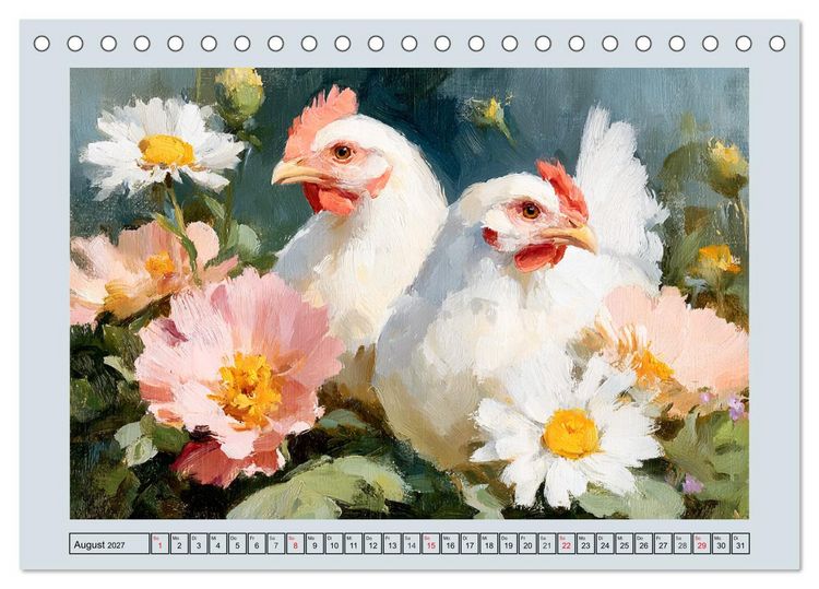 Produktbild: Federleichte Nostalgie. H&uuml;hner, Enten und G&auml;nse in duftigen Momenten (Tischkalender 2027 DIN A5 quer), CALVENDO Monatskalender