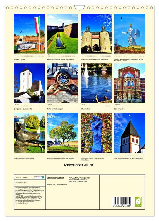 Produktbild: Malerisches J&uuml;lich (Wandkalender 2026 DIN A3 hoch), CALVENDO Monatskalender