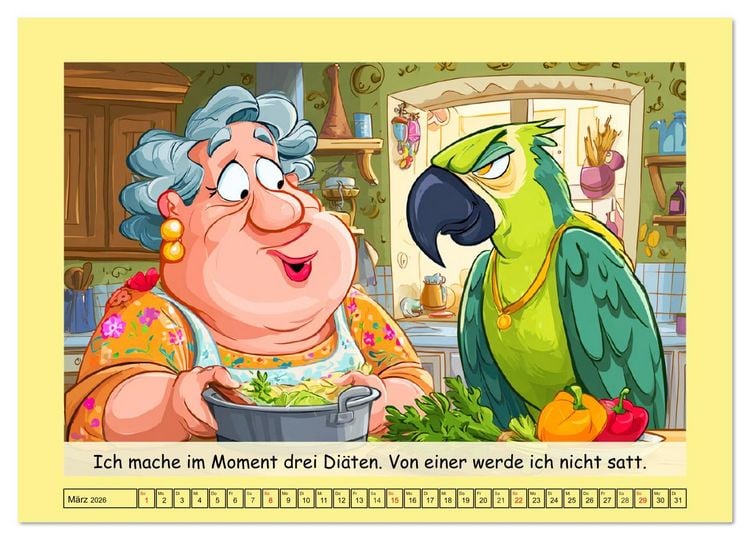 Produktbild: Witzige Cartoons und Spr&uuml;che. Das lustige Leben mit einem Vogel (hochwertiger Premium Wandkalender 2026 DIN A2 quer), Kunstdruck in Hochglanz