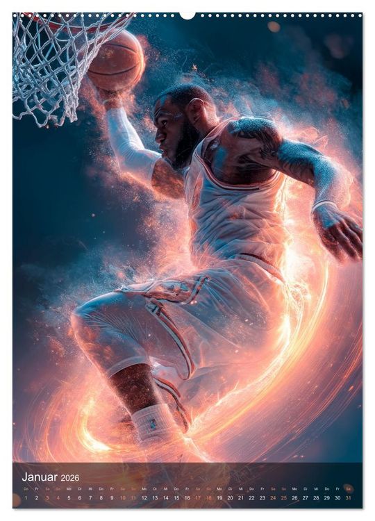 Produktbild: Basketball - Die visuelle Kraft des Sports (hochwertiger Premium Wandkalender 2026 DIN A2 hoch), Kunstdruck in Hochglanz