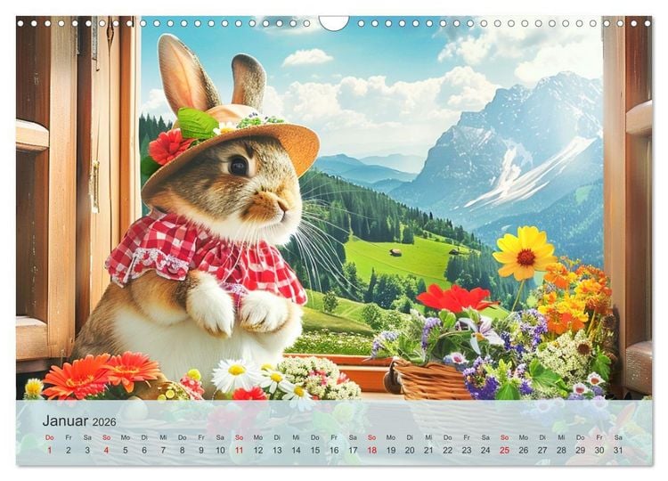 Produktbild: Fenstergucker auf der Alm. Lustige Tiere im Sommer auf dem Bergbauernhof (Wandkalender 2026 DIN A3 quer), CALVENDO Monatskalender