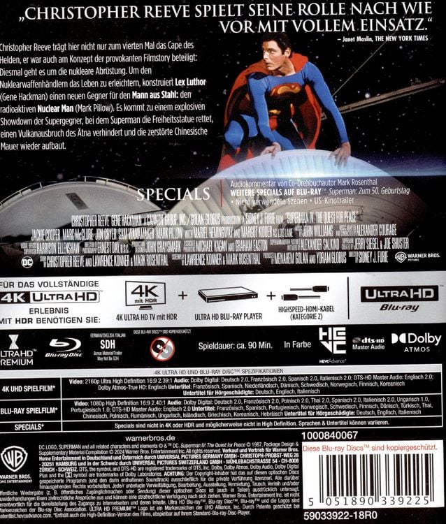 Produktbild: Superman 4: Die Welt am Abgrund (4K Ultra HD) (+ Blu-ray)