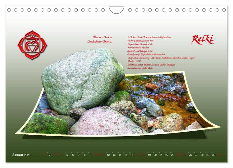 Produktbild: REIKI - Chakren und Lebensregeln (Wandkalender 2026 DIN A4 quer), CALVENDO Monatskalender