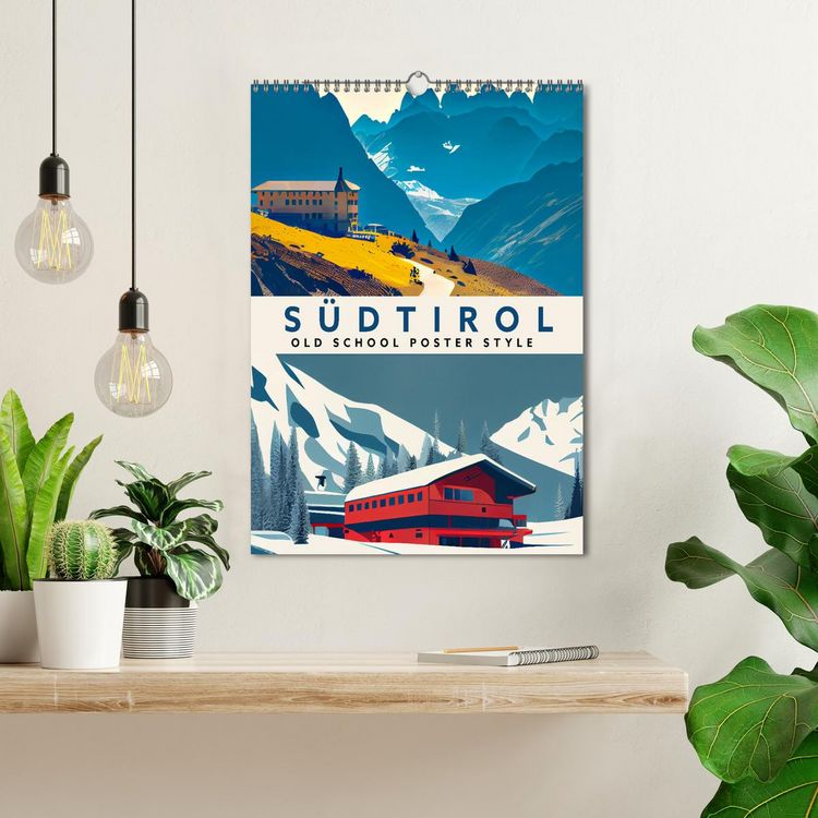 Produktbild: S&uuml;dtirol - Old School Poster Style (Wandkalender 2026 DIN A3 hoch), CALVENDO Monatskalender