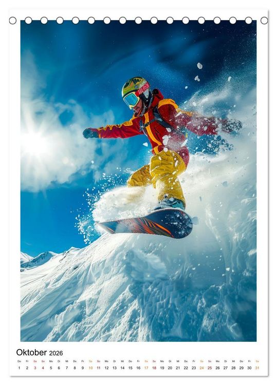 Produktbild: Snowboarden - coole Tage (Tischkalender 2026 DIN A5 hoch), CALVENDO Monatskalender
