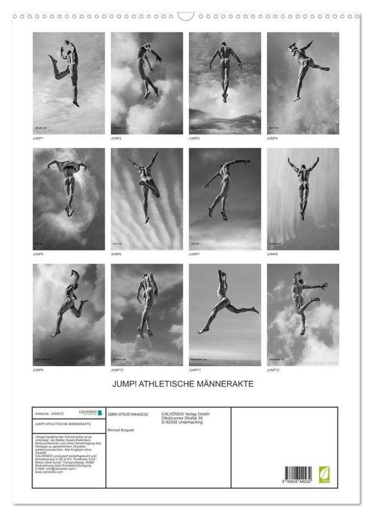 Produktbild: JUMP! ATHLETISCHE M&Auml;NNERAKTE (Wandkalender 2026 DIN A2 hoch), CALVENDO Monatskalender