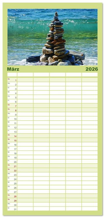 Produktbild: Familienplaner 2026 - Samos - gr&uuml;ne Perle in der &Auml;g&auml;is mit 5 Spalten (Wandkalender, 21 x 45 cm) CALVENDO