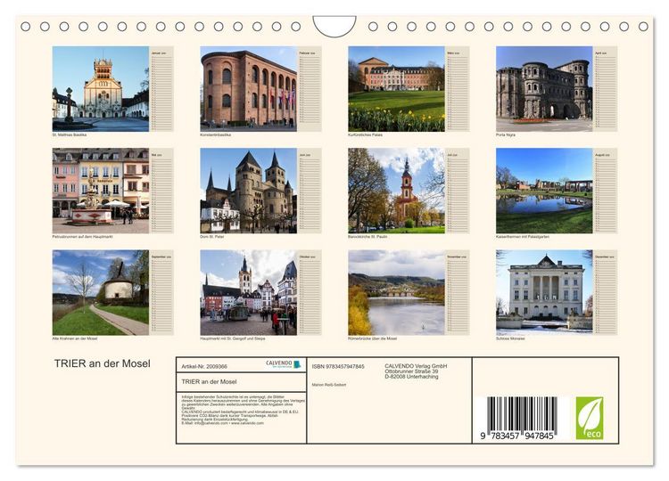 Produktbild: TRIER an der Mosel (Wandkalender 2026 DIN A4 quer), CALVENDO Monatskalender