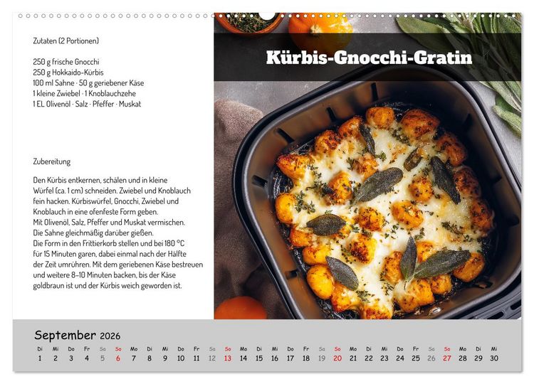 Produktbild: Rezepte f&uuml;r die Hei&szlig;luftfritteuse - vegetarisch, schnell und einfach (Wandkalender 2026 DIN A2 quer), CALVENDO Monatskalender