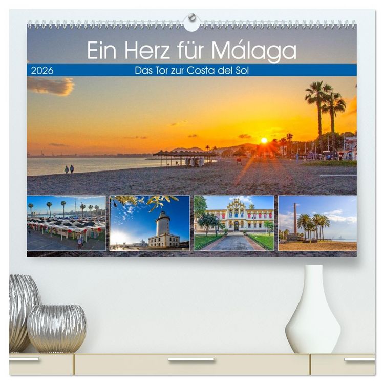 Produktbild: Ein Herz f&uuml;r M&aacute;laga (hochwertiger Premium Wandkalender 2026 DIN A2 quer), Kunstdruck in Hochglanz
