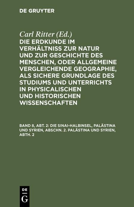 Produktbild: Die Sinai-Halbinsel, Pal&auml;stina und Syrien, Abschn. 2. Pal&auml;stina und Syrien, Abth. 2