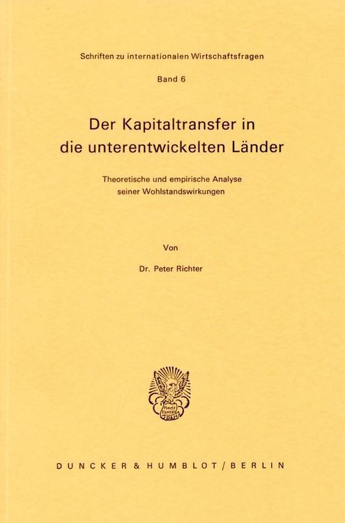 Produktbild: Der Kapitaltransfer in die unterentwickelten L&auml;nder.