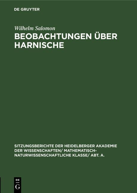 Produktbild: Beobachtungen &uuml;ber Harnische