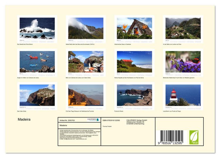 Produktbild: Madeira (Wandkalender 2026 DIN A4 quer), CALVENDO Monatskalender