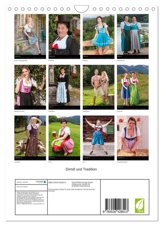 Produktbild: Dirndl und Tradition (Wandkalender 2026 DIN A4 hoch), CALVENDO Monatskalender