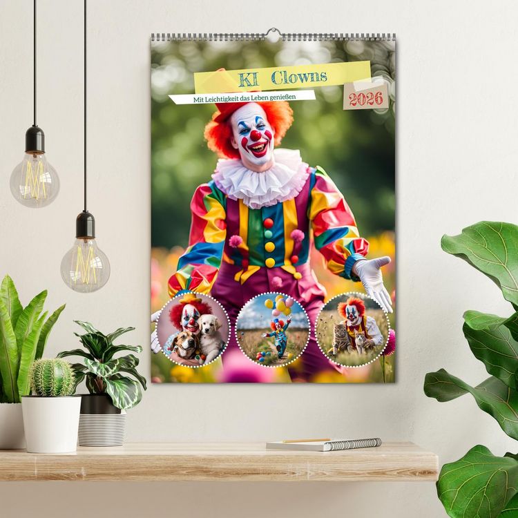 Produktbild: KI Clowns Mit Leichtigkeit das Leben genie&szlig;en (Wandkalender 2026 DIN A2 hoch), CALVENDO Monatskalender