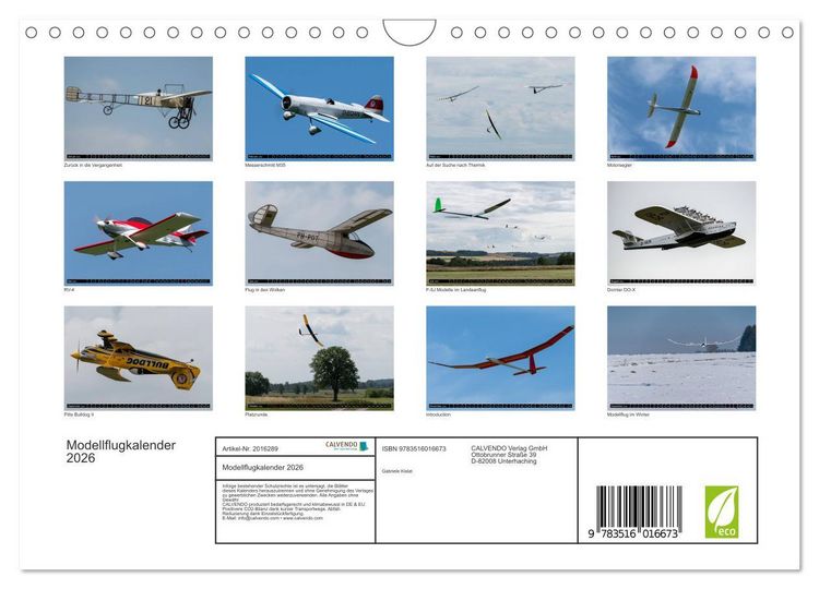 Produktbild: Modellflugkalender 2026 (Wandkalender 2026 DIN A4 quer), CALVENDO Monatskalender