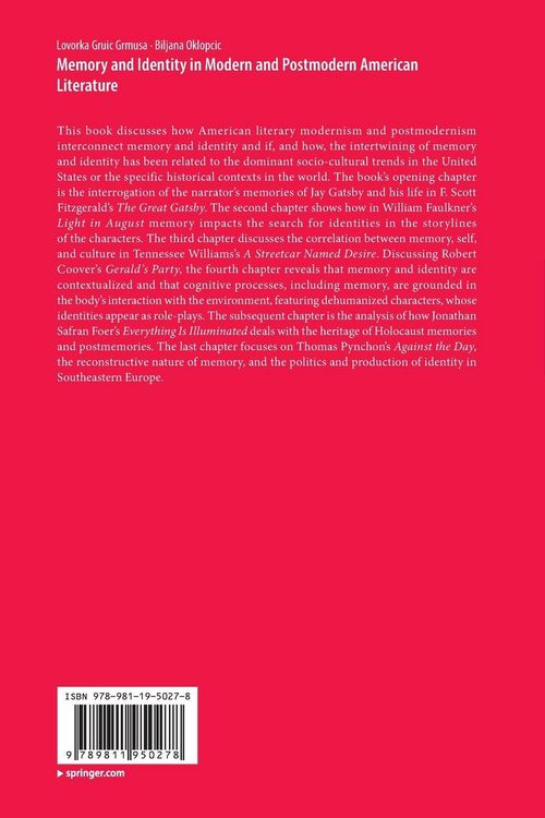 Produktbild: Memory and Identity in Modern and Postmodern American Literature