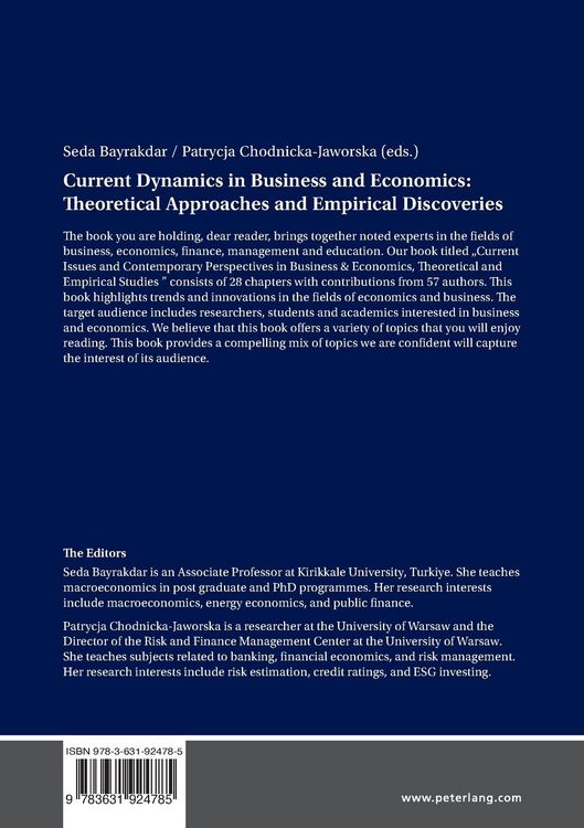 Produktbild: Current Dynamics in Business and Economics: Theoretical Approaches and Empirical Discoveries