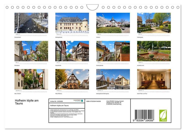 Produktbild: Hofheim Idylle am Tauns (Wandkalender 2027 DIN A4 quer), CALVENDO Monatskalender