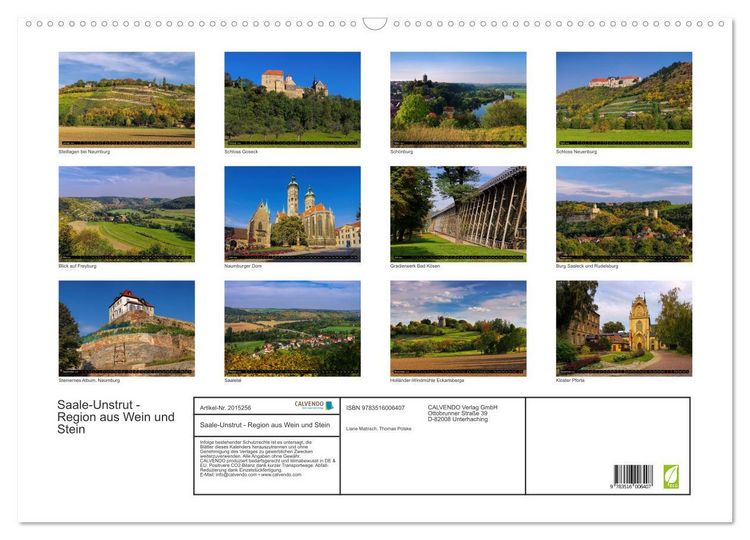 Produktbild: Saale-Unstrut - Region aus Wein und Stein (Wandkalender 2026 DIN A2 quer), CALVENDO Monatskalender
