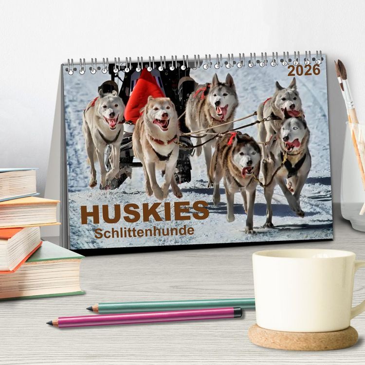 Produktbild: Huskies - Schlittenhunde (Tischkalender 2026 DIN A5 quer), CALVENDO Monatskalender