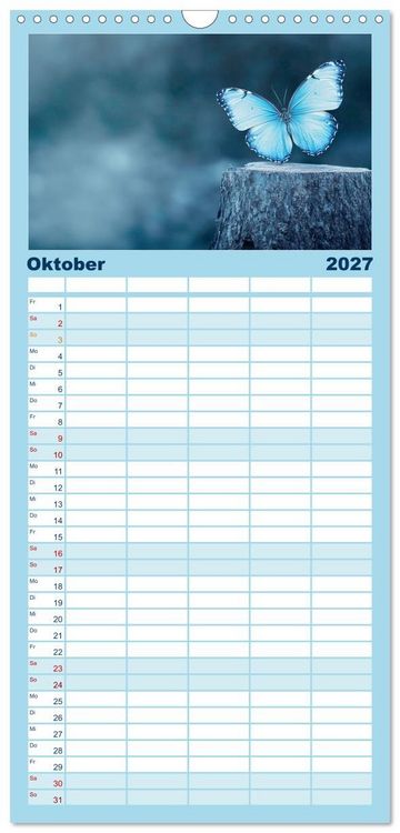 Produktbild: Familienplaner 2027 - Blauer Zauberflug mit 5 Spalten (Wandkalender, 21 x 45 cm) CALVENDO
