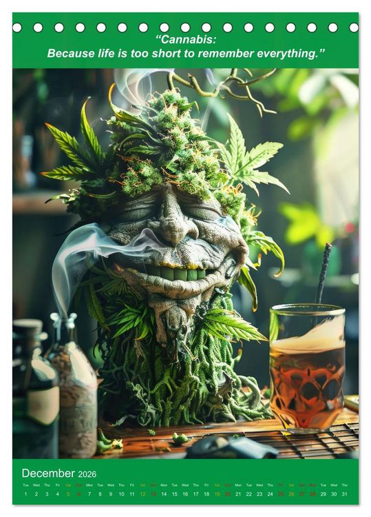Produktbild: The funniest cannabis pictures and slogans (Desk Calendar 2026 DIN A5 portrait), CALVENDO 12 Month DeskCalendar