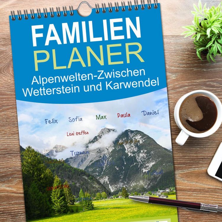 Produktbild: Familienplaner 2026 - Alpenwelten-Zwischen Wetterstein und Karwendel mit 5 Spalten (Wandkalender, 21 x 45 cm) CALVENDO