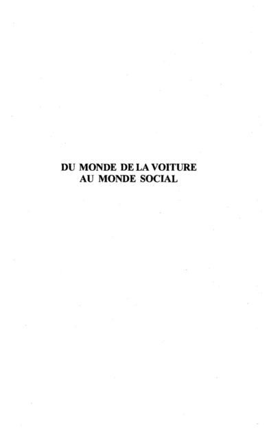 Produktbild: Du monde de la voiture au monde social